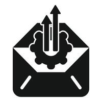 Email marketing increasing with gear and up arrows icon vector