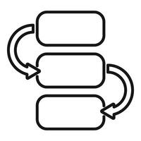 Workflow management system with three stages and circular arrows vector