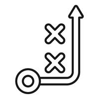 Strategy avoiding obstacles reaching goal icon vector