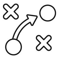 Strategy planning showing business tactics with arrow avoiding obstacles vector