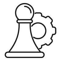 Chess pawn standing next to a gear symbolizing strategy vector