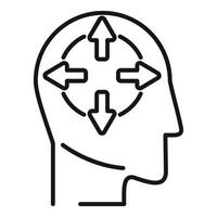 Human head deciding with arrows pointing in different directions vector