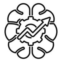 Brain gear arrow growing chart representing successful thinking process vector