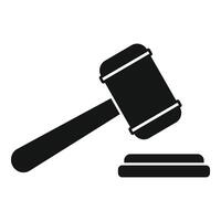 Judge hammer striking sound block icon showing court decision vector