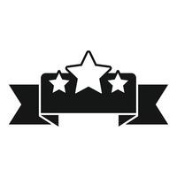 Black ribbon with three stars representing high quality product vector