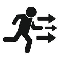 Businessman running to his goal following three arrows vector