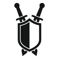Swords guarding a shield logo representing security and protection vector