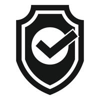Black and white shield with check mark showing security and protection vector