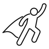 Superhero flying with cape waving in the wind line art vector