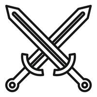 Two crossed swords forming an x shape with handles down vector