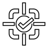 Check mark being the target of a crosshair focusing on success vector