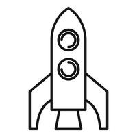 Simple line art icon of a spaceship launching vector