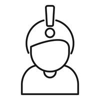 Person wearing helmet with exclamation mark having new idea vector