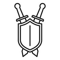 Two crossed swords are protecting a shield with a line in the middle vector