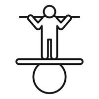 Businessman balancing on a seesaw with obstacle to success vector