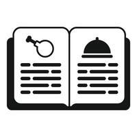 Open recipe book showing chicken leg and cloche icons vector