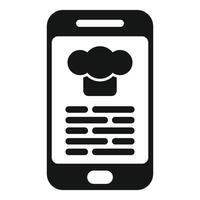 Smartphone displaying online recipe with chef hat icon vector