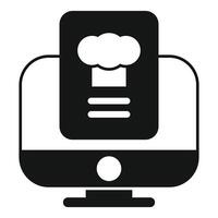 Online cooking course icon showing culinary website for learning recipes vector
