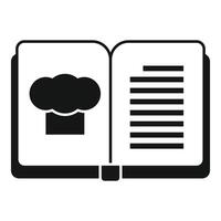 Open cookbook with chef hat icon showing cooking instructions vector
