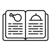 Open cookbook with chicken leg and tray drawing showing recipe book for cooking vector