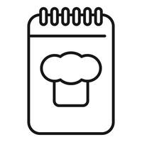 Notepad showing chef hat icon representing culinary recipes vector