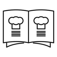 Open cookbook showing chef hat logo for restaurant menu vector