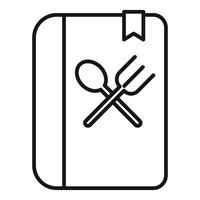 Cookbook icon showing crossed fork and spoon utensils for restaurant menu vector