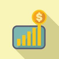 Growing business graph showing increasing profit with dollar coin vector