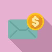 Money sending envelope with dollar coin representing online payment vector