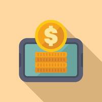 Mobile banking app showing stack of golden coins for online payment vector