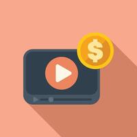 player displaying a play button with a dollar coin over it vector