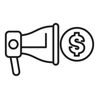 Marketing campaign announcing big sales with megaphone and dollar coin vector