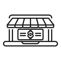 Online store with dollar sign on laptop screen representing e commerce vector