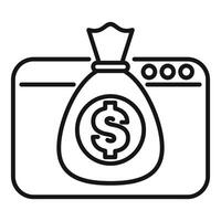 Line art icon of online banking platform processing secure financial transaction vector