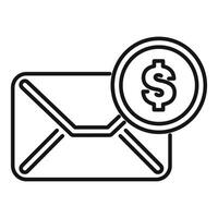 Mail envelope with magnifying glass showing dollar sign icon vector