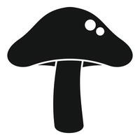 Black mushroom silhouette growing upwards with spots on cap vector
