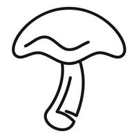 Forest mushroom growing with big cap line icon vector