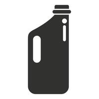 Black plastic detergent bottle with handle and measuring lines icon vector