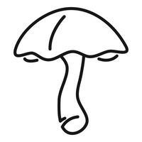 Mushroom with big round cap growing in forest line art vector