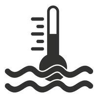 Thermometer measuring high temperature of water waves icon vector