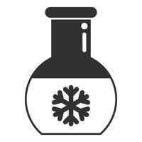 Laboratory flask containing snowflake representing cold storage vector
