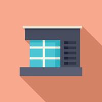 Modern office building facade with blue windows and long shadow vector