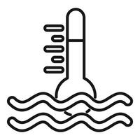 Thermometer measuring high temperature of water waves vector