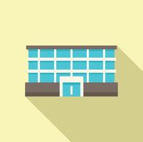 Modern office building with glass facade casting long shadow vector