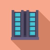 Flat design illustration of a modern building with blue windows vector