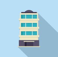 Modern office building with long shadow on blue background vector