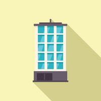 Modern city building with glass windows casting a long shadow vector