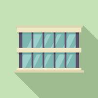 Minimalist office building facade with large windows on a green background vector