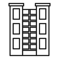Modern multi storey building facade with windows in line art style vector