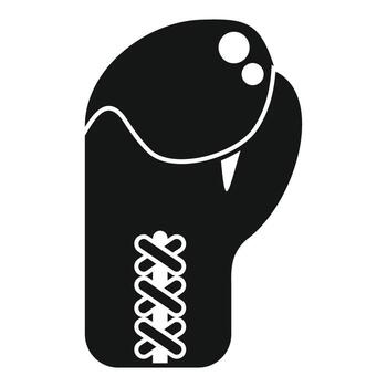 Black boxing glove showing sharp fangs with laces fastening vector